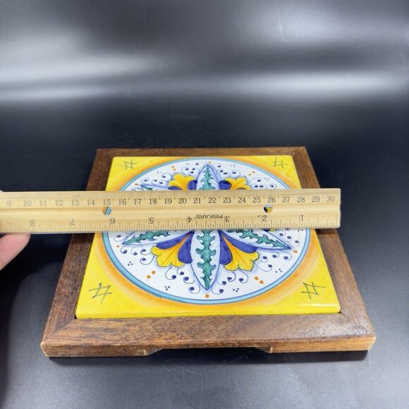 Pascal Ravello Pottery Italy Square Hand Painted Tile Wall Hanging Ceramic VTG - Picture 4 of 15